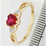 Revere 9ct gold heart ring with ruby and diamond accents - British product