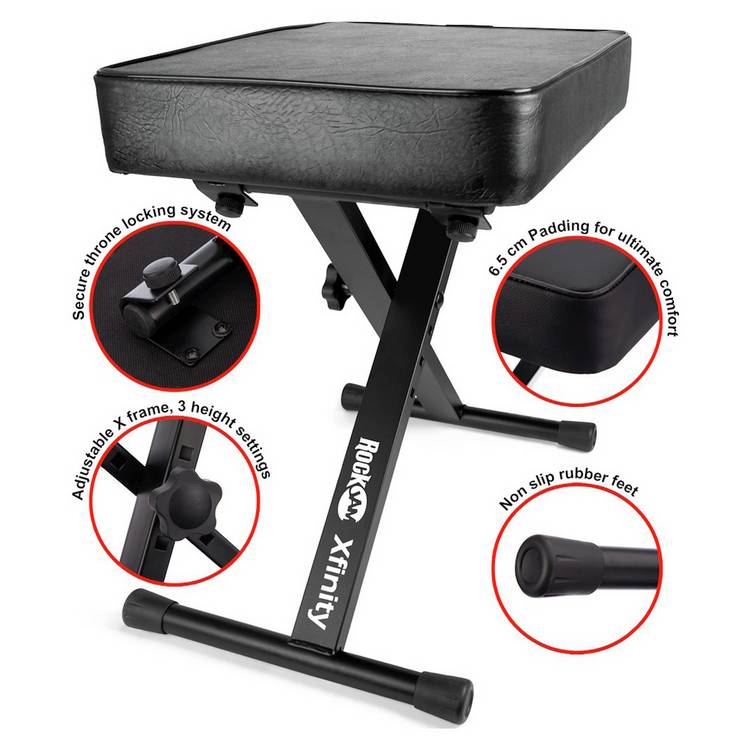 RockJam keyboard bench with padded seat, imported from the UK