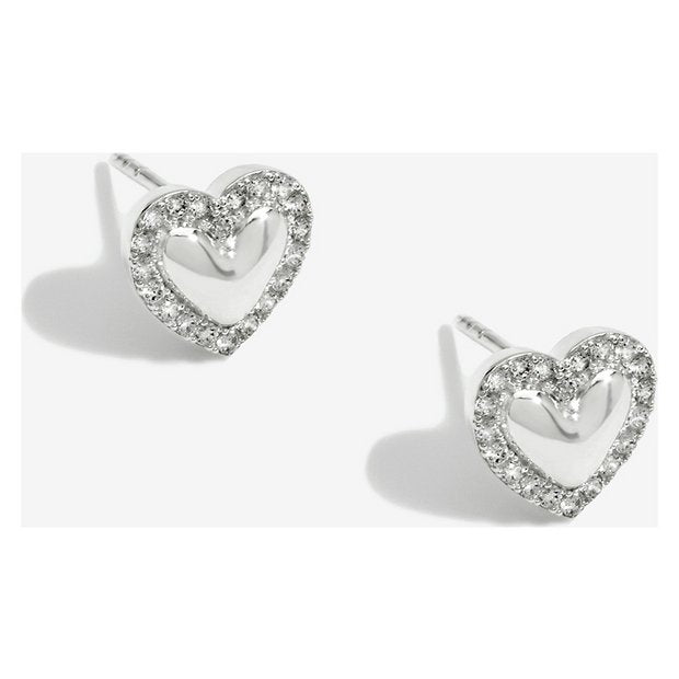 Simply Silver sterling silver heart stud earrings, UK version