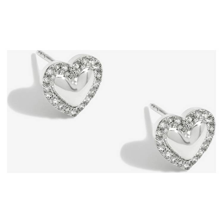 Simply Silver sterling silver heart stud earrings, UK version