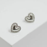 Simply Silver sterling silver heart stud earrings, UK version
