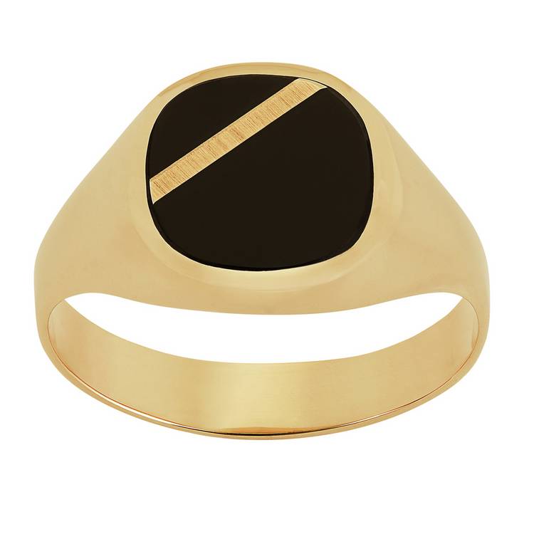 Revere signet ring 9ct gold onyx stripe (British brand)