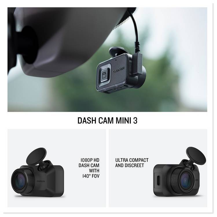 Garmin Dash Cam Mini 3 ultracompact 1080p, UK version