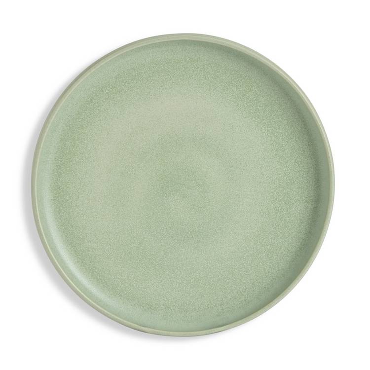 Habitat 12 piece reactive stoneware dinner set in green, British product
