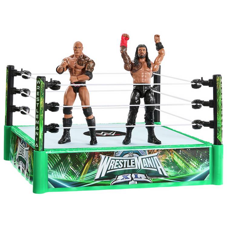 Mattel WWE Bloodline Rules playset with WrestleMania ring and 2 action figures, imported from the UK