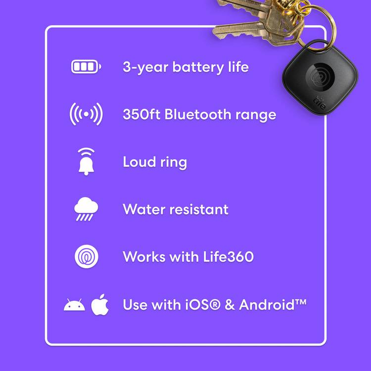 Tile By Life360 Mate 2024 Bluetooth tracker pack of 4, imported from the UK