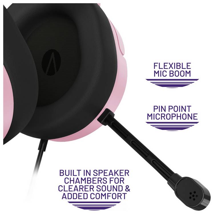 STEALTH PANTHER gaming headset in soft pink wired, UK version