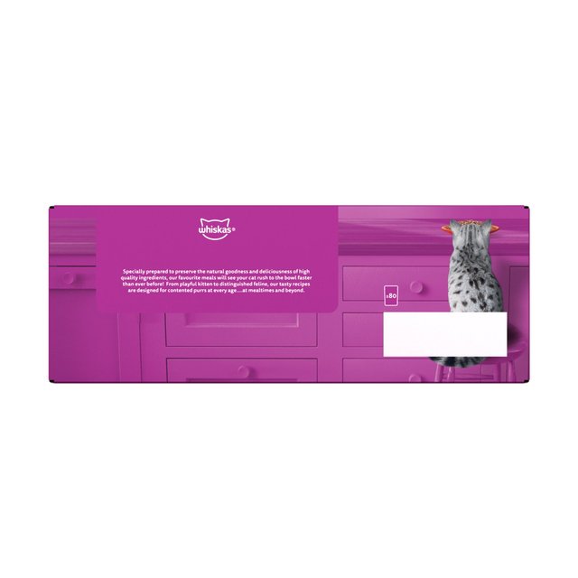 Whiskas 1+ Adult Wet Cat Food Pouches Meaty Meals in Gravy 80 x 85g GOODS M&S