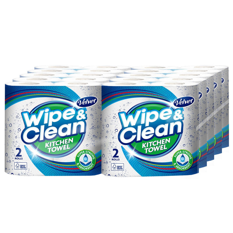 Velvet Wipe & Clean kitchen roll 20x75 sheets (British brand)