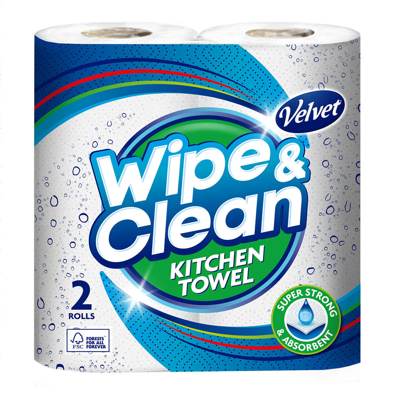 Velvet Wipe & Clean kitchen roll 20x75 sheets (British brand)