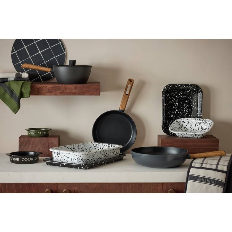 Habitat stoneware tapas dishes black khaki set - British product