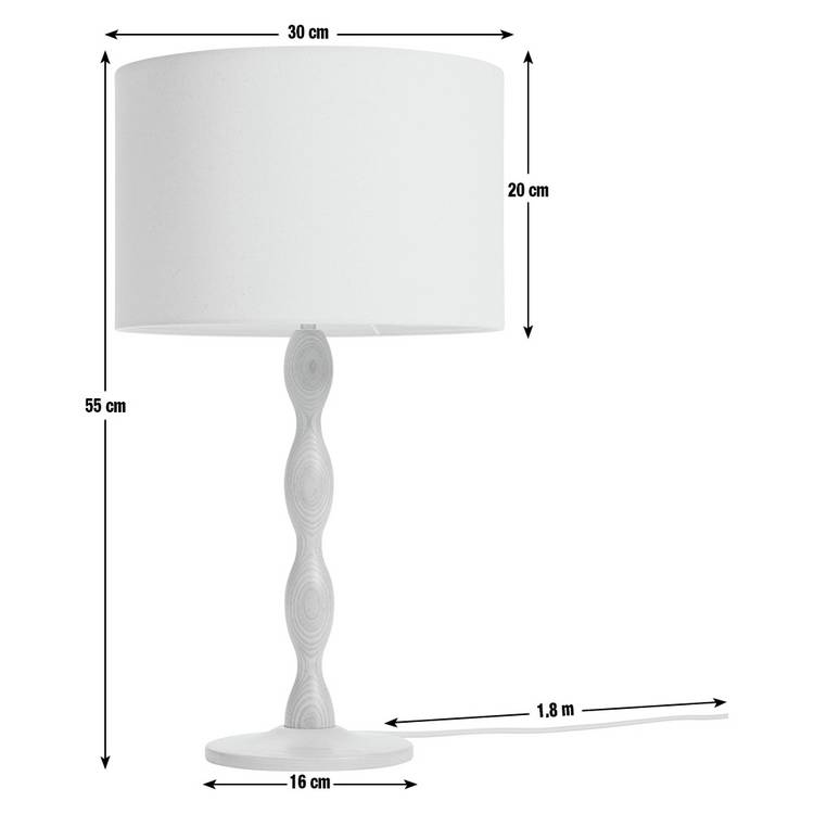 Habitat Bobbin ash wood table lamp 55cm - British product