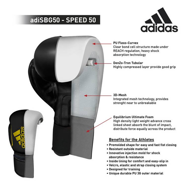Adidas Speed 50 10oz boxing gloves white (British brand)