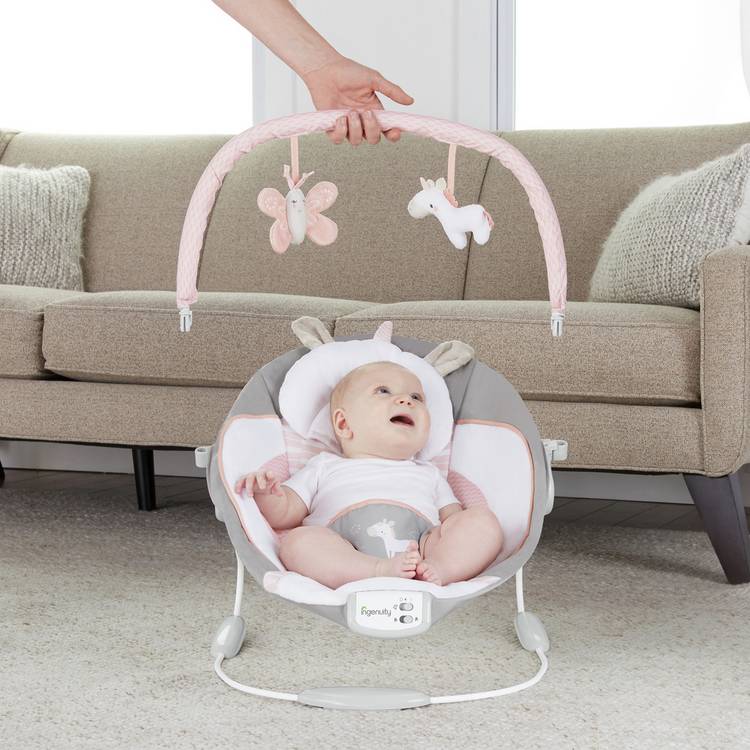 Ingenuity Flora Unicorn soothing baby bouncer, imported from the UK