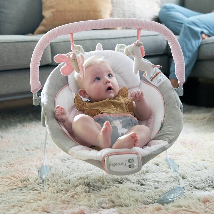Ingenuity Flora Unicorn soothing baby bouncer, imported from the UK