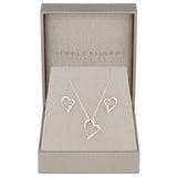 Simply Silver 925 silver heart jewellery set with cubic zirconia (British brand)