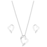 Simply Silver 925 silver heart jewellery set with cubic zirconia (British brand)