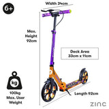 Zinc Verge Pro folding incline scooter purple orange, UK version