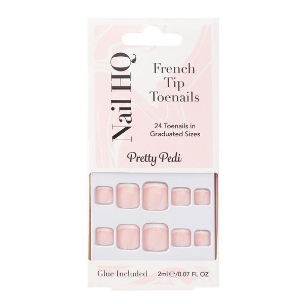 Nail HQ French Tip Toenails Natural Pink 24, imported from the UK