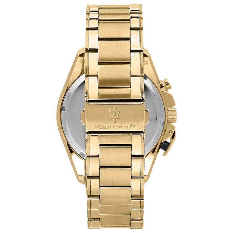 Maserati Traguardo black dial gold-plated bracelet watch 45mm, UK version
