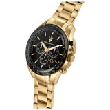 Maserati Traguardo black dial gold-plated bracelet watch 45mm, UK version