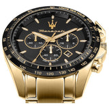 Maserati Traguardo black dial gold-plated bracelet watch 45mm, UK version