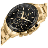 Maserati Traguardo black dial gold-plated bracelet watch 45mm, UK version