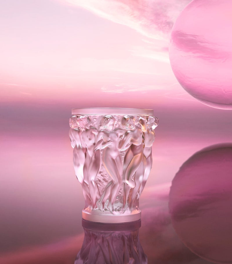 Lalique Rose Nebula Bacchantes crystal vase 24cm, UK version