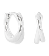 Harrods Astrid & Miyu Silver Crossover Illusion Huggie Earrings 1.4cm- Buy online at McGrocer
