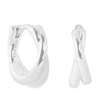 Astrid & Miyu silver crossover illusion huggie earrings 1.4cm, UK version
