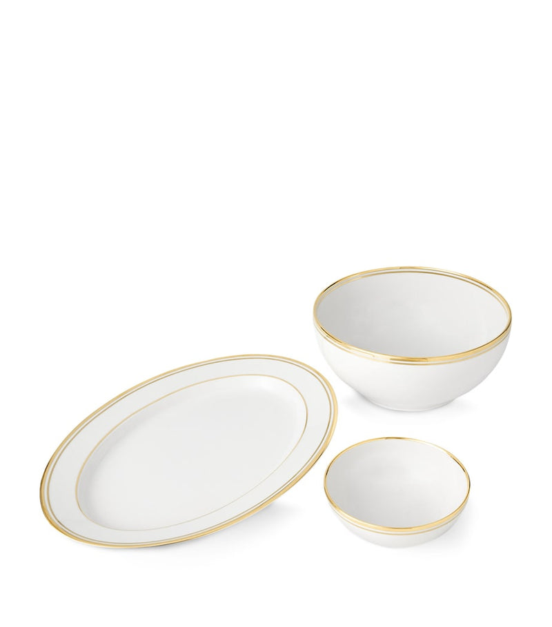 Ralph Lauren porcelain serving bowl with gold bands, 25cm, imported from the UK