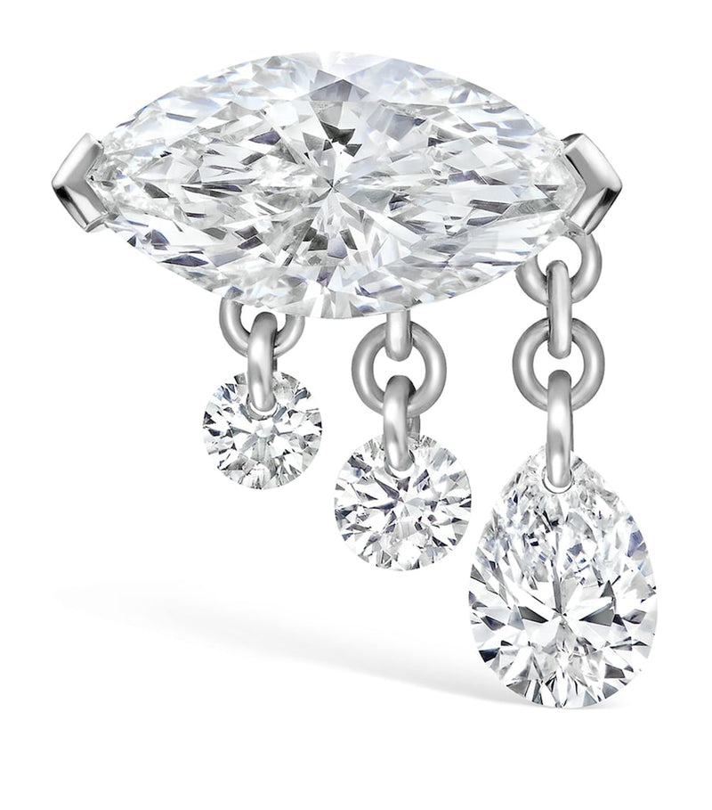Maria Tash white gold triple teardrop diamond earring 8mm - British product