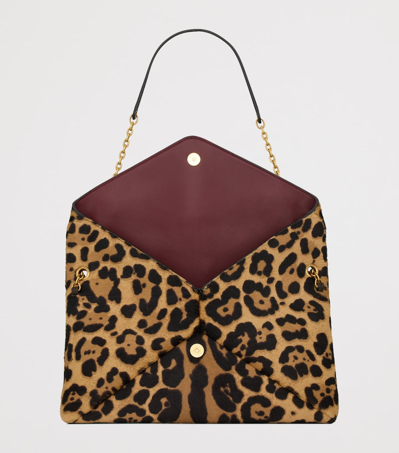 Saint Laurent Cassandre Envelope leopard pony hair chain wallet, imported from the UK