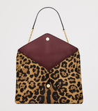 Saint Laurent Cassandre Envelope leopard pony hair chain wallet, imported from the UK