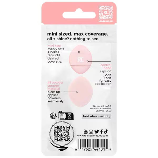 Real Techniques Powder Puffs Mini Trio 3-Pack, imported from the UK