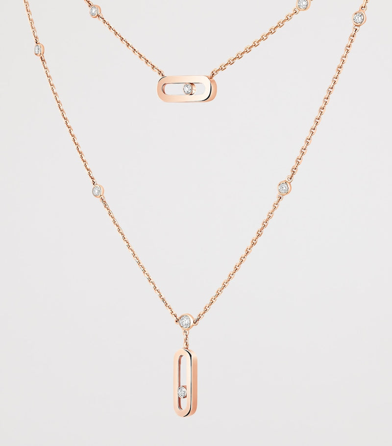 Messika Move Uno pink gold diamond necklace 0.30ct, imported from the UK