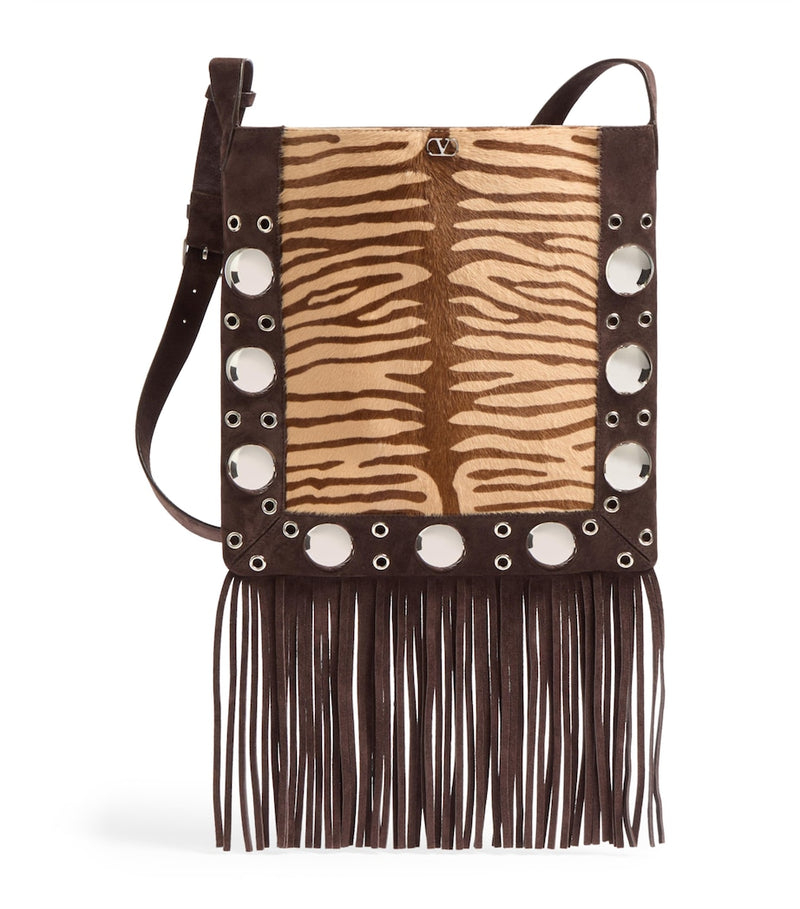 Valentino Garavani Nellcôte cross-body bag zebra print leather, imported from the UK
