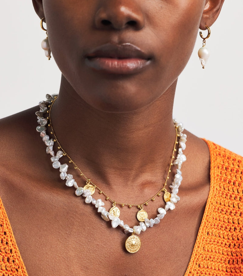 Hermina Athens freshwater pearl shield pendant necklace - British product