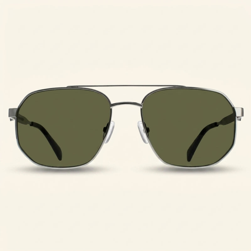 Alexander McQueen AM0458S silver aviator sunglasses (British brand)
