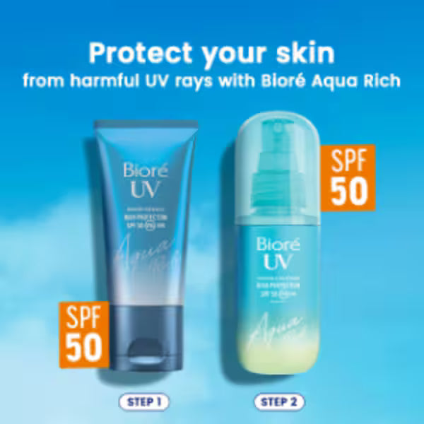 Biore Aqua Rich UV Sunscreen Bundle 50ml 60ml - British product
