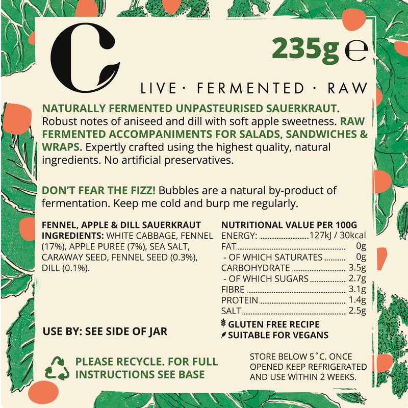Cultured Collective sauerkraut fennel apple dill 235g - British product