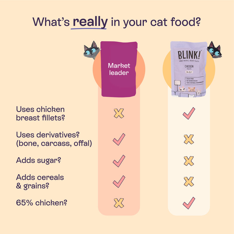 Blink! fish pouch selection in jelly wet cat food 8x85g, imported from the UK