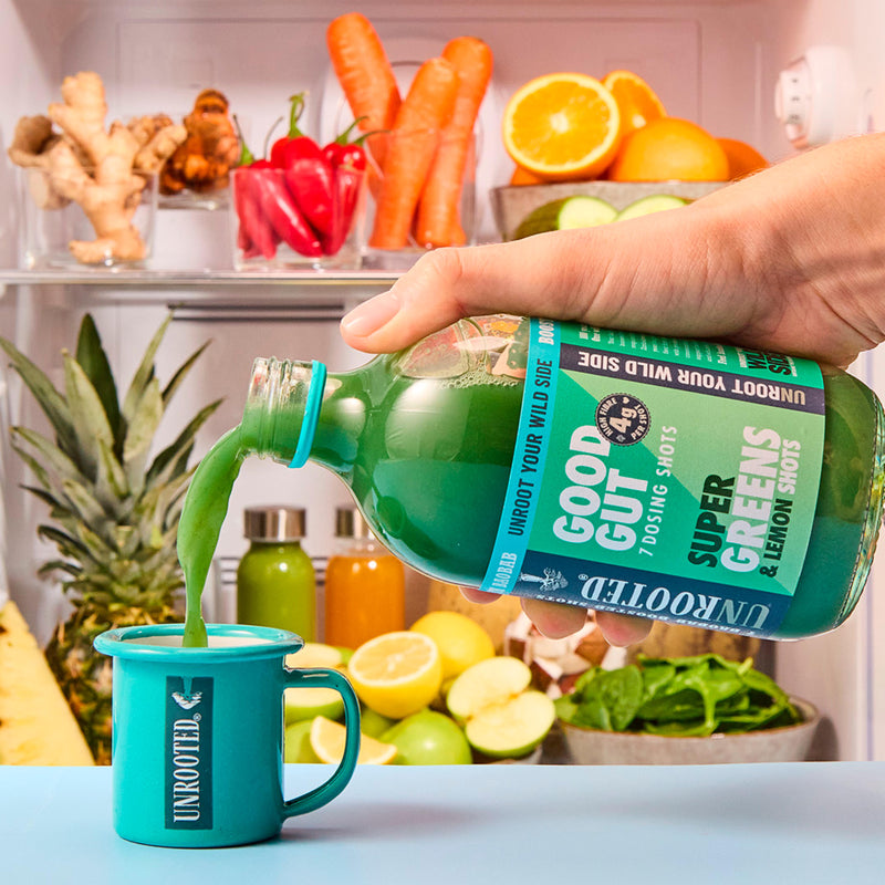 Unrooted Super Greens & Lemon Shots 420ml (British brand)