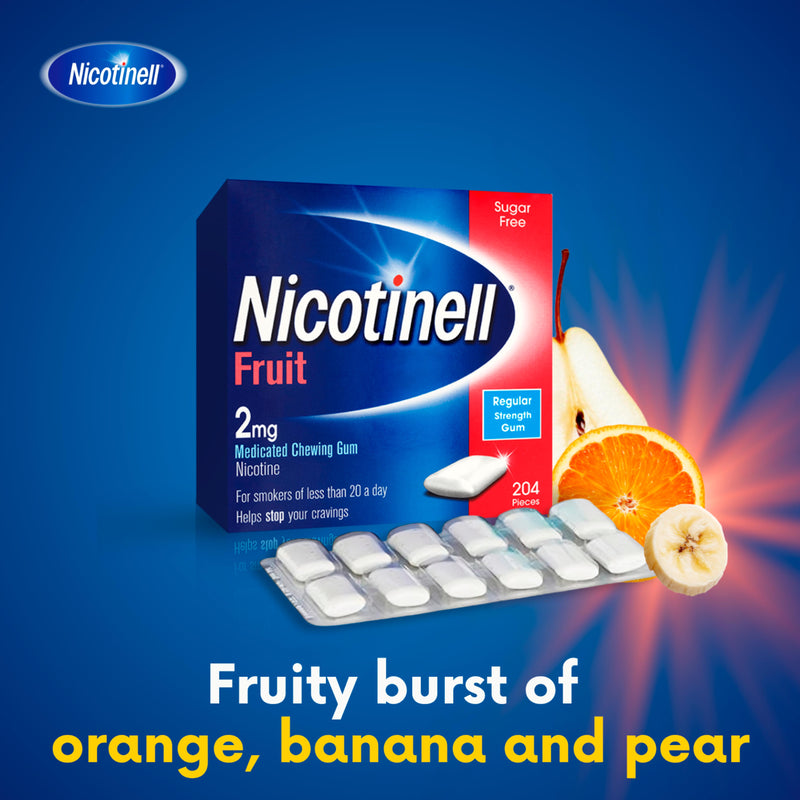 Nicotinell gum 2mg fruit pieces 204, UK version