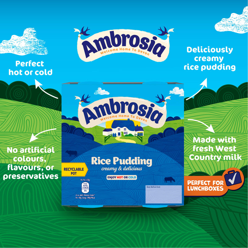 Ambrosia rice pudding snack pots multipack 4 x 120g - British product