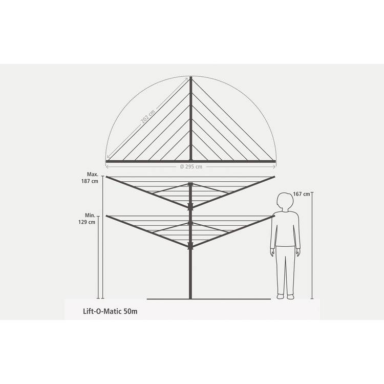 Brabantia rotary washing line 50m with ground spike - British product