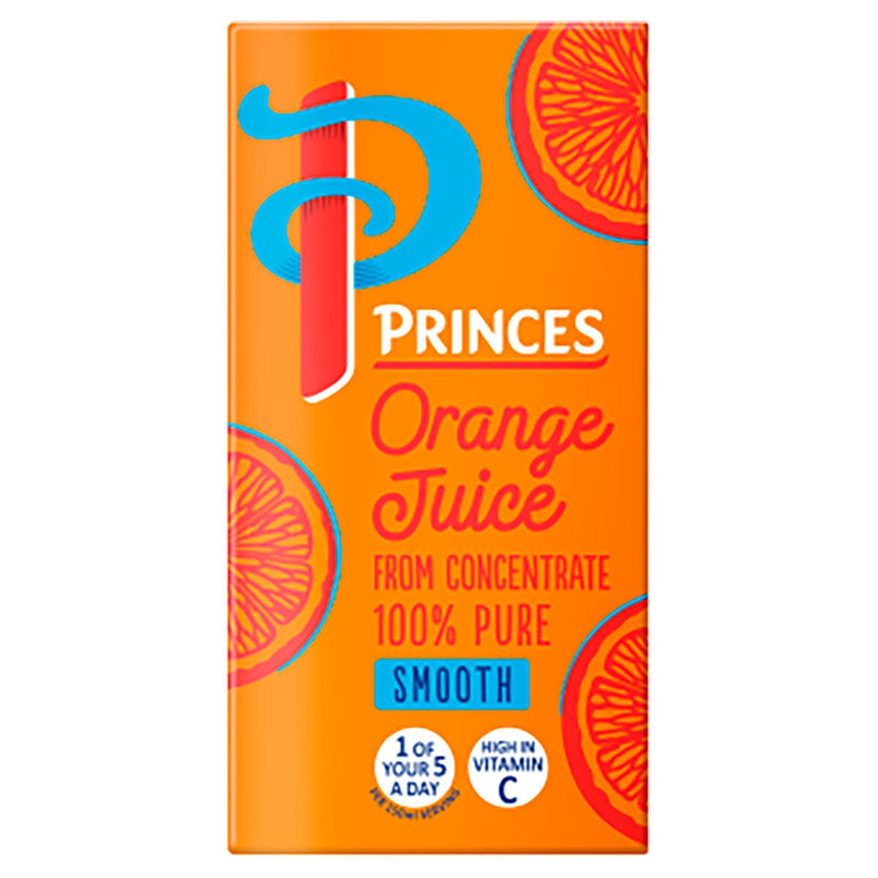 Princes orange juice 200ml cartons - British product
