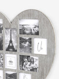 Grey heart-shaped collage picture frame 62cm x 60.5cm - British product