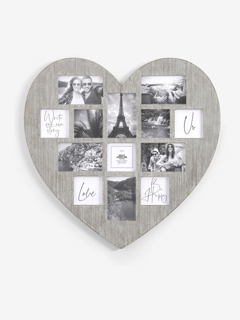 Grey heart-shaped collage picture frame 62cm x 60.5cm - British product