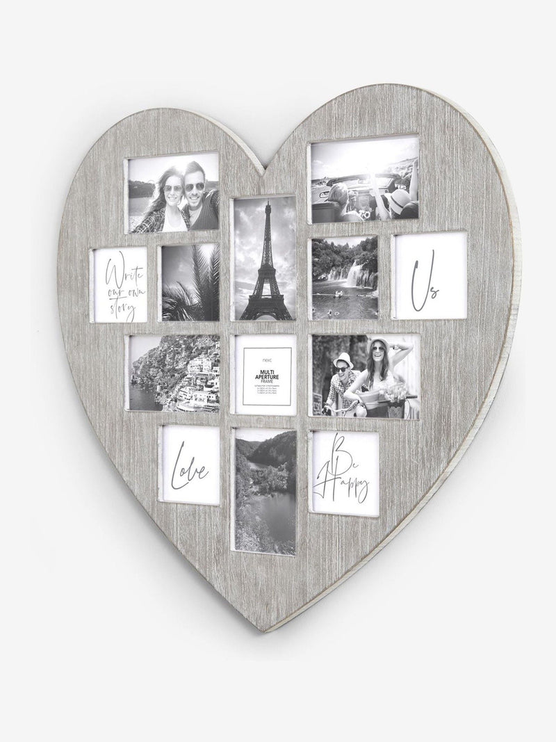 Grey heart-shaped collage picture frame 62cm x 60.5cm - British product